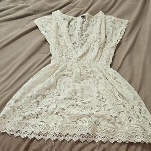 Elegant Lace Swim Cover Up in Cream